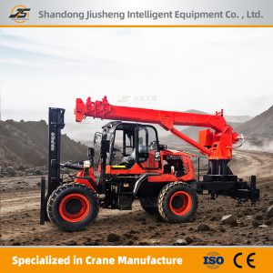 Rough Terrain Forklift with Rear Mounted Telescopic Crane